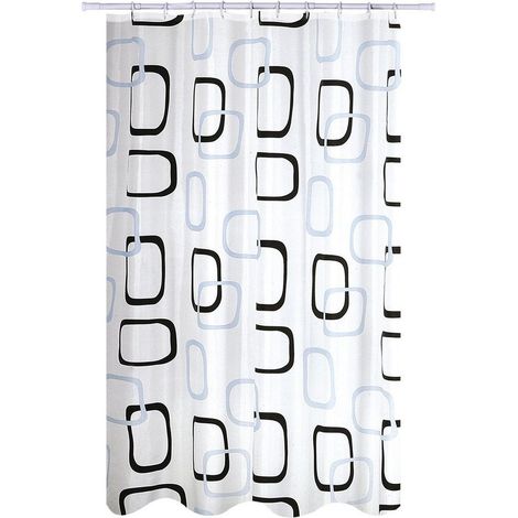 Rideau de douche Polyester 180x200cm Motifs Gris & Blanc - Anneaux inclus MSV (1/2)
