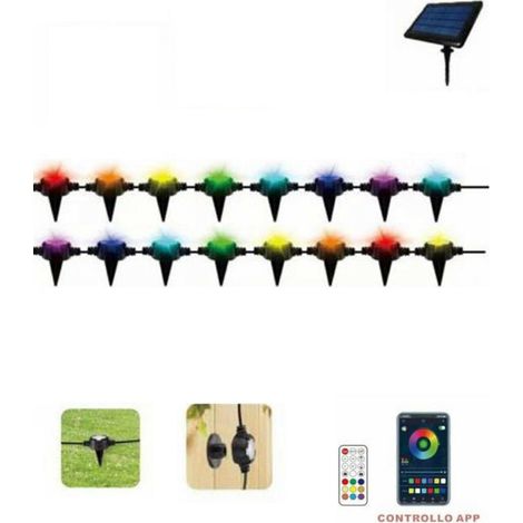 CATENA SMART LED RGB SEGNAPASSO TERRA MURO 16 LAMPADINE SOLARE ESTERNE IP65 F16C (1/10)