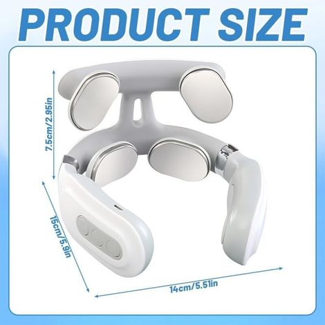 Masseur Cervical Chauffant Sans Fil. Masseur Cervicales Portable. Massage Cou Portable Vocale Intelligente. Massage Cervicales et Cou avec 4 Modes 16 Intensités Pour Maison. Bureau. Voyages (1/4)