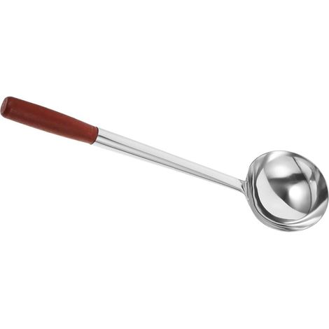 Louche en inox avec manche en bois, grande cuillère à wok pour la cuisson des aliments et des soupes, pour un et professionnel (1/5)