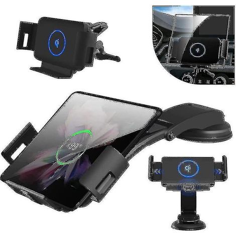 Kabellose Autoladehalterung kompatibel mit Galaxy Z Fold 3/Fold 2, für Lüftungsschlitze und Armaturenbrett [15W Qi Schnellladung]