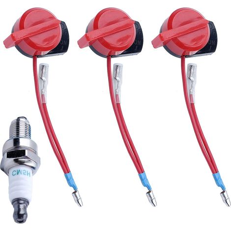 Lot de 3 interrupteurs marche-arrêt pour Honda GX160 GX200 GX240 GX270 GX340 GX390 5,5HP 6,5HP 8HP 9HP 11HP 13HP avec bougie de remplacement 36100-ZE1-015 36100-ZH8-W4 (1/5)