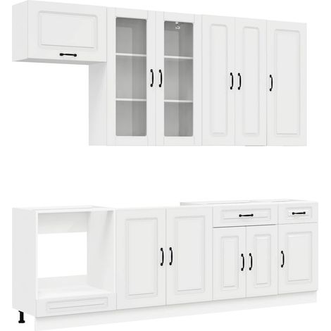 Unidad de cocina KALMAR 8 pcs Blanco Brillante vidaXL (1/5)