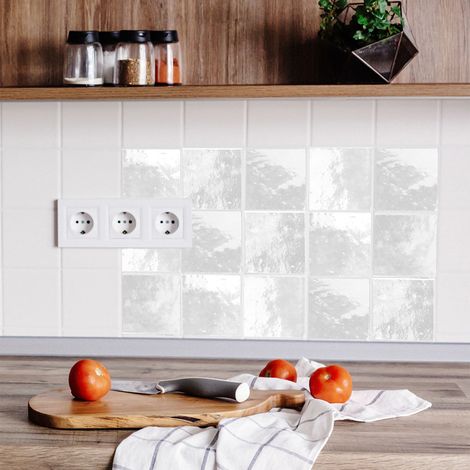 Sticker adhésif homestaging, zellige blanc brillant, déco carrelage, homestaging, x9, 10 cm X 10 cm (1/5)