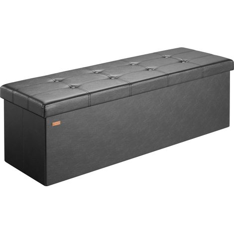 CASARIA® Foldable Ottoman Chest Bench with Padded Lid 100/131 Litres Capacity  XL - Schwarz (de)