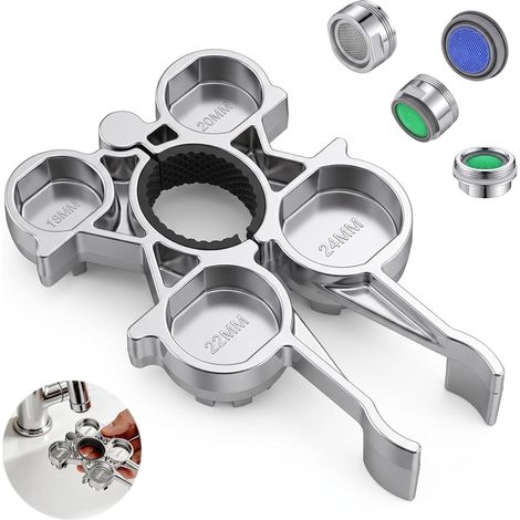 M16-M24 12 in 1 Tap Aerator Wrench with 4 Flow Regulators, Universal (1/5)