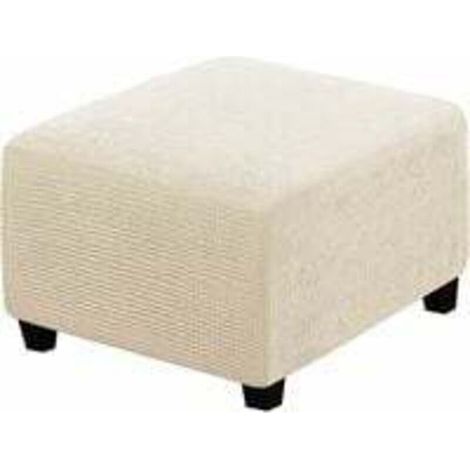 (Beige) Stretch Seat Covers, Spandex Fabric Square Protective Seat Covers for Storage Stools, Footstools, with Elastic Bottom Edge, for Furniture (1/5)