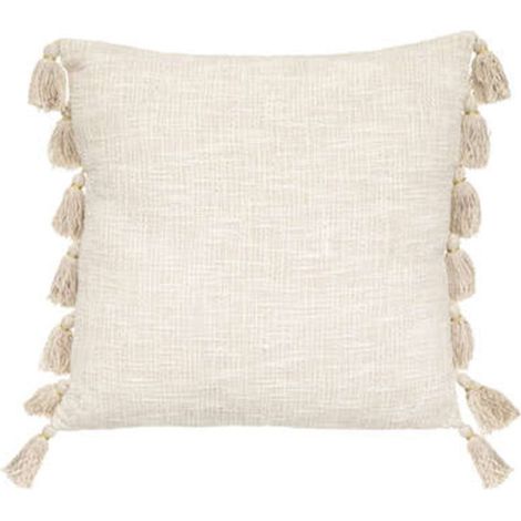 Coussin Déco à Pompons "Gypsy" 50x50cm Ivoire (1/3)