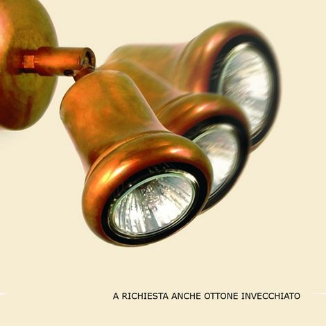 Spot moderno lampadari bartalini tilly f2 gu10 led ottone faretti orientabili, finitura metallo ottone invecchiato (1/5)