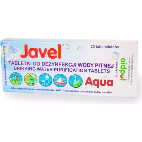 Comprimés de désinfection de l'eau Javel Aqua, 20 unités