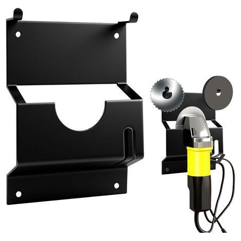 Support Mural pour Meuleuse D'Angle, Fixation Murale Support Meuleuse, Porte Outils Mural, pour ranger Les Meuleuses D'Angle, Les Disques Abrasifs et Les Disques à Tronçonner, Métal, Noir (1/5)