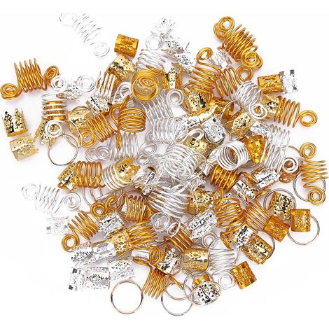 160 anneaux pour tresses dreadlocks, accessoires capillaires tendance avec perles décoratives (1/5)