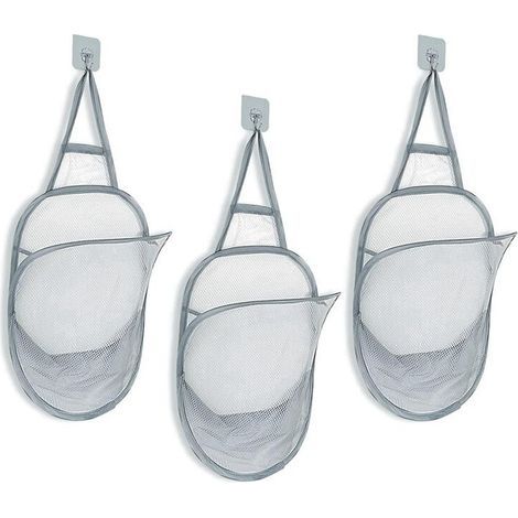 Panier à Linge Suspendu 3 Pièces Panier à Linge Pliable en Maille Panier à Linge Sale avec Poignée Porte Panier à Linge en Maille (1/5)
