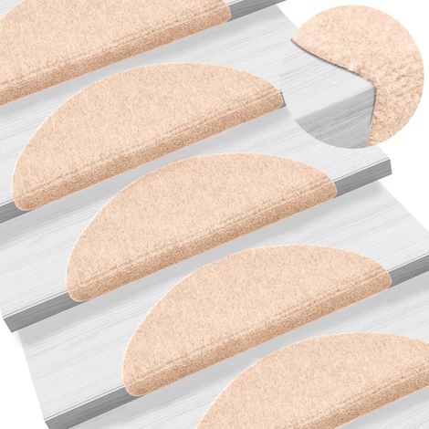 5 pcs Tapis d'escalier Tapis autoadhésifs de marches Tapis Salon Tapis Chambre Marron 56x17x3cm Aiguilleté BZTE428307 (1/5)