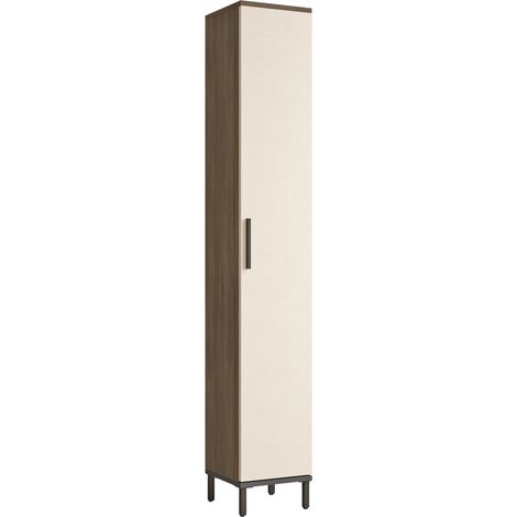 Armoire étagère meuble de rangement à porte Lieto 6 niveaux 183,5 x 29,5 x 29,5 cm chêne gris / beige (1/2)