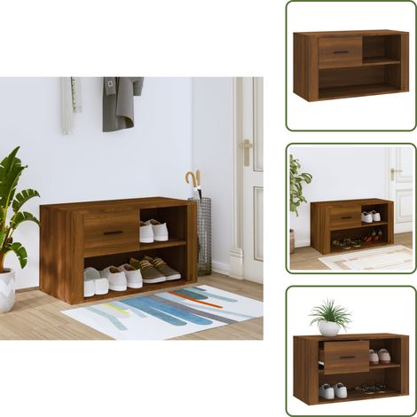 Almacenamiento de zapatos - vidaXL Mueble zapatero contrachapada color marrón roble 80x35x45 cm - Mueble para calzado