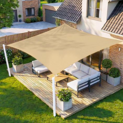 Voile d'ombrage rectangulaire 2x3m, imperméable, en Polyester PES, avec bloc UV à 95%, pour extérieur, Patio, jardin, sable (1/4)
