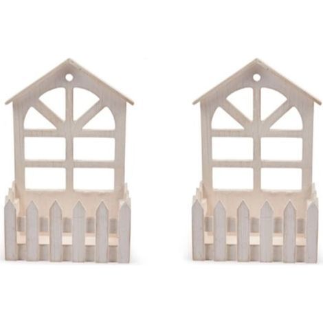 Lot de 2 jardinières rustiques en bois pour clôture, jardinière, pot de fleurs mural, pot de bonsaï (1/4)