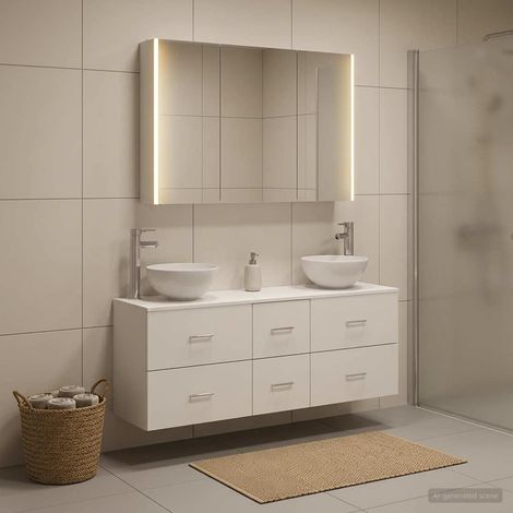 vidaXL Juego de muebles de baño 4 uds. Blanco (1/5)