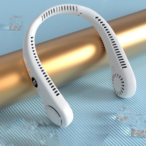 Ventilateur de cou portable mains libres sans pales rechargeable design casque USB 5 vitesses. Meoiruery (1/5)