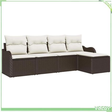 Ensemble canapé de jardin - FAFEICY - 3345658 - 5 places - Polyrotin marron - Design modulaire (1/5)