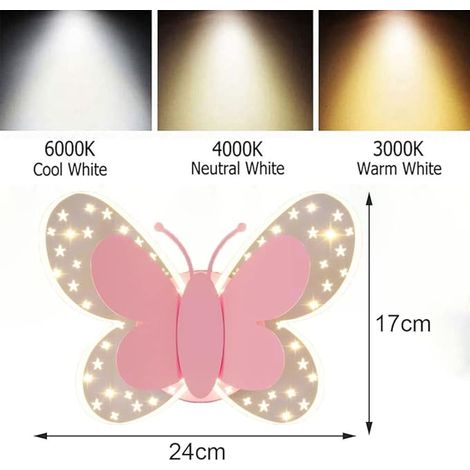Applique murale papillon LED réglable avec interrupteur, lampe de chevet enfant, veilleuse filaire, applique moderne (1/5)