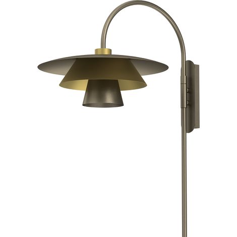 Applique murale décorative à 3 abat-jour Plato Luminex E27 15W métal brun titane et or