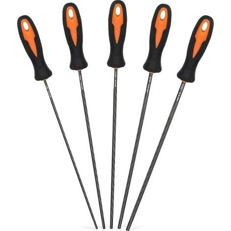Ensemble de Limes D'affûtage pour Tronçonneuse, 5 Pièces de Limes Rondes En Acier pour Chaîne de Tronçonneuse avec Manche En Plastique – 3,2/4/4,5/4,8/5,5 mm (1/5)