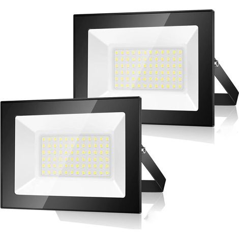 Set of 2 50W LED outdoor spotlights, waterproof, 6500K, for garden (white light) (1/5)