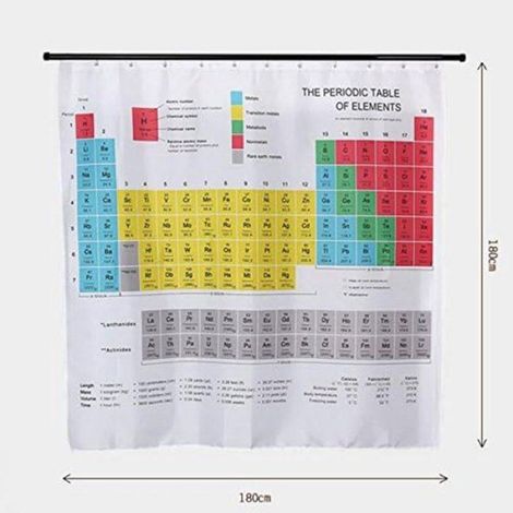 Rideau de Douche Tableau Périodique des éléments, 180x180cm Anti-Moisissures, Design Scientifique et Original Femeo (1/5)
