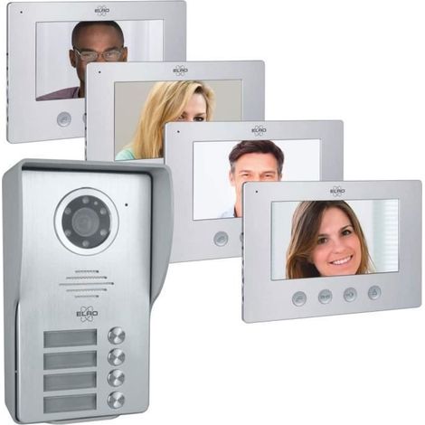 Interphone de Porte Vidéo 4 Familles ELRO DV477W4 - 7 pouces - 16 Sonneries - Gris