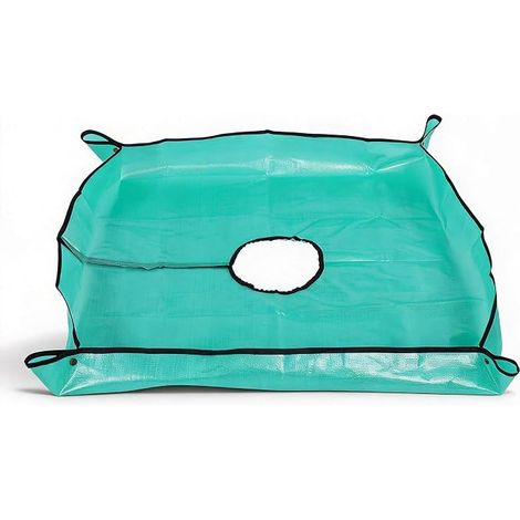 Bâche Paysagère pour la Taille des Arbres, Feuille d'élagage en Polyéthylène de 39 X 39 Pouces avec Trou Central de 7,8 Pouces et Quatre Boucles d'angle pour Le Confinement des Débris (1/5)