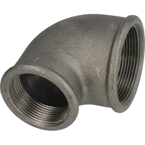 Raccord en fonte malléable noir coude 90° réduit 2'' x 1 1/2'' FF/FF