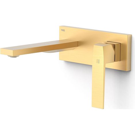 TRES 20230031OM SLIM Pieza Vista para Cuerpo Empotrado De Lavabo Color Oro Mate 24K - ref: 20230031OM