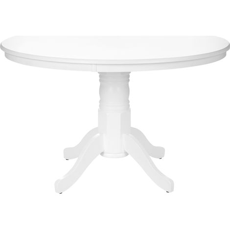 Mesa de comedor redonda vintage con pedestal de madera blanca 120 cm Akron (1/5)