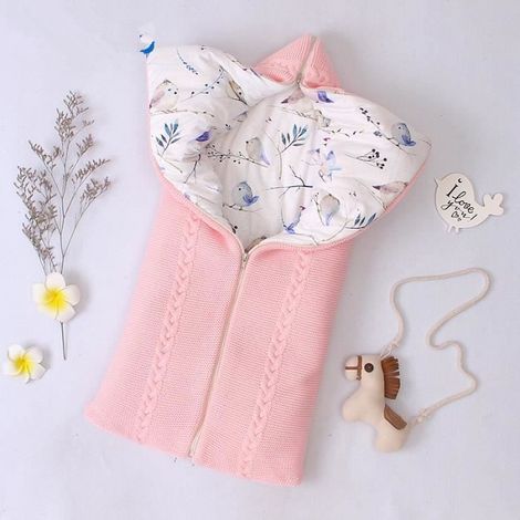 Sac de couchage nouveau-né - Poussette - Chaud d'hiver - Coton - Rose (1/4)
