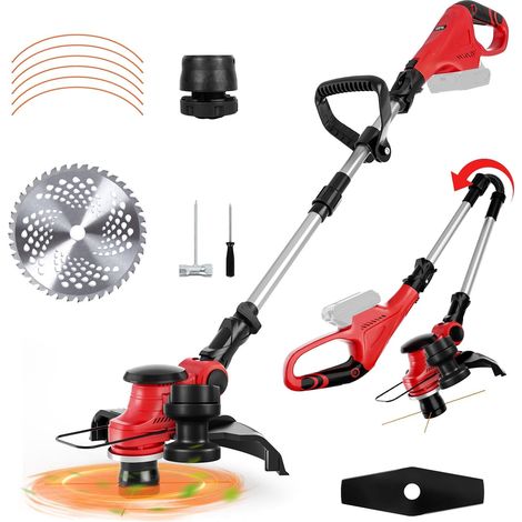 Debroussailleuse Electrique sans Fil Compatible avec 18V Batterie, Tondeuse 3 en 1 et Tondeuse de Bord avec Moteur 8500 RPM et 650W, Largeur de Coupe Φ30cm (sans Batterie) (1/5)