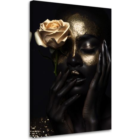 Tableau sur toile Tableau sur toile Femme Glamour en or 40x60 (1/5)