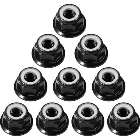 10Pcs Auto-Bloquants Écrous Noir M5 Hexagonaux Ecrou CNC en Aluminium à Brides en Nylon Insert Écrou de Verrouillage pour FPV RC Racing Drone (1/5)