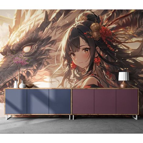 Papier Peint Japonais — Esprit du Dragon Écarlate - 150 x 250 cm (1/2)