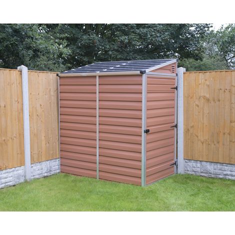 Palram – Abri de jardin Skylight 2,1m² pent ambre – Panneaux polycarbonate incassables – Cadre aluminium renforcé – Toiture opaque pour intimité