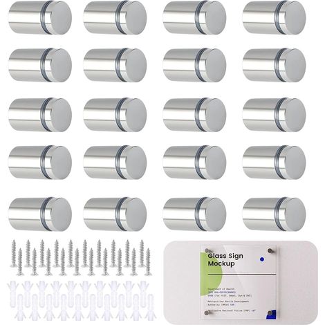 Lot de 20 entretoises murales en Acier Inoxydable - 19 x 25 mm Vis d'espacement pour panneaux - Entretoises murales pour fixation de panneaux, miroir, posters (1/5)