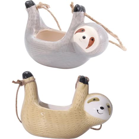 2 pièces Jardinières Suspendues Arbre Paresseux Céramique Pots Fleurs Suspendus Décoratifs pour Balcon Intérieur et Extérieur Supports Plantes Durables et Originaux (1/5)