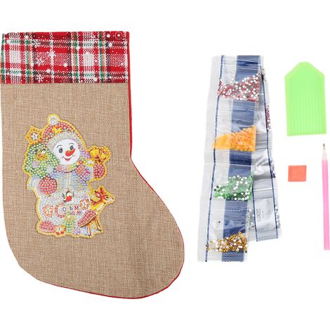 Chaussettes de Noël à Strass DIY pour Décoration d'Escalier et Cheminée - Bonhomme de Neige (1/5)