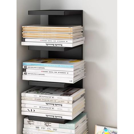 Platzsparendes Bücherregal für Zuhause/Büro, Zeitschriften-/Zeitungs-/Aktenbox (schwarz, 3 Ebenen)
