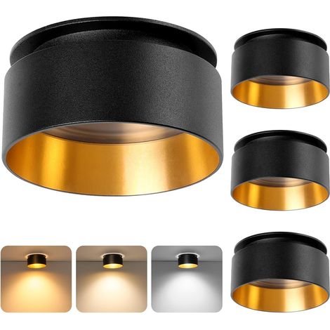 LED Spot de Plafond,Lot de 4 Noir et or LED Encastrable Dimmable Module LED remmnable 3000K-6500K blanc chaud 500LM Trou 65-68mm, pour Cuisine Chambre Salon (1/5)