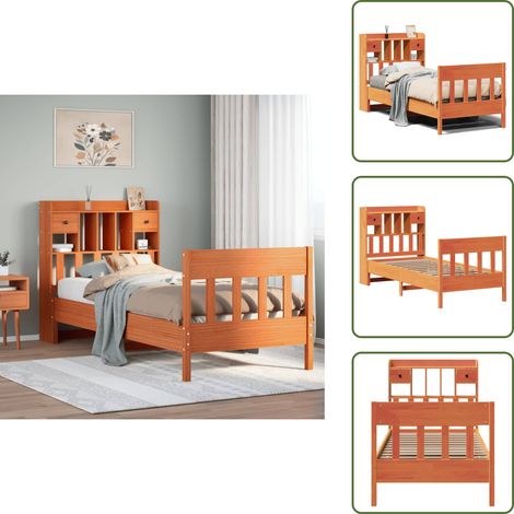 The Living Store Giroletto senza Materasso Marrone Cera 100x200 cm Legno di Pino - Giroletto