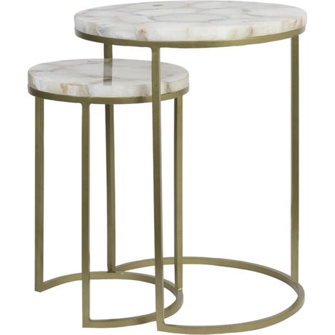 Light & Living ensemble de tables d'appoint 2 Axat agate bronze (1/4)