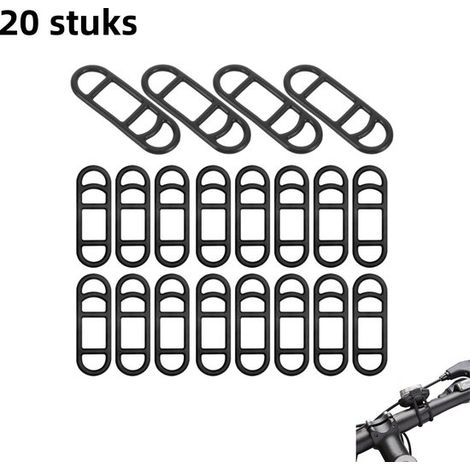 Paquete de 20 unidades, correas de montaje de silicona para luces de bicicleta, correas de montaje para cámaras de salpicadero, bridas de goma para luces de coche, con hebillas en S, color negro. (1/5)