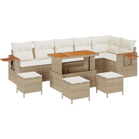 Maison Exclusive - Gartensofa-set 10 pcs Beige Poly-Rattan